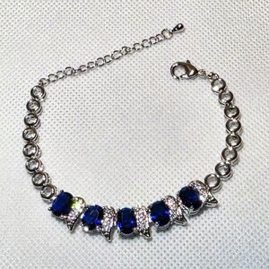 Stunning Silver & Blue Crystal Bracelet | Unique Womens Bracelet